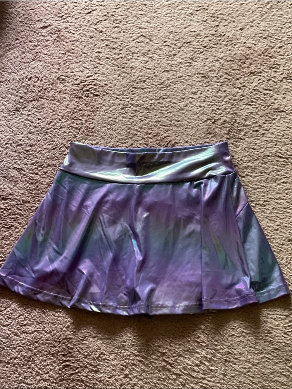 Holographic Purple A-Line Skirt M